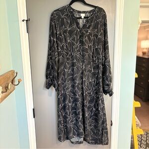 A New Day Black Dress with White Leaf Pattern